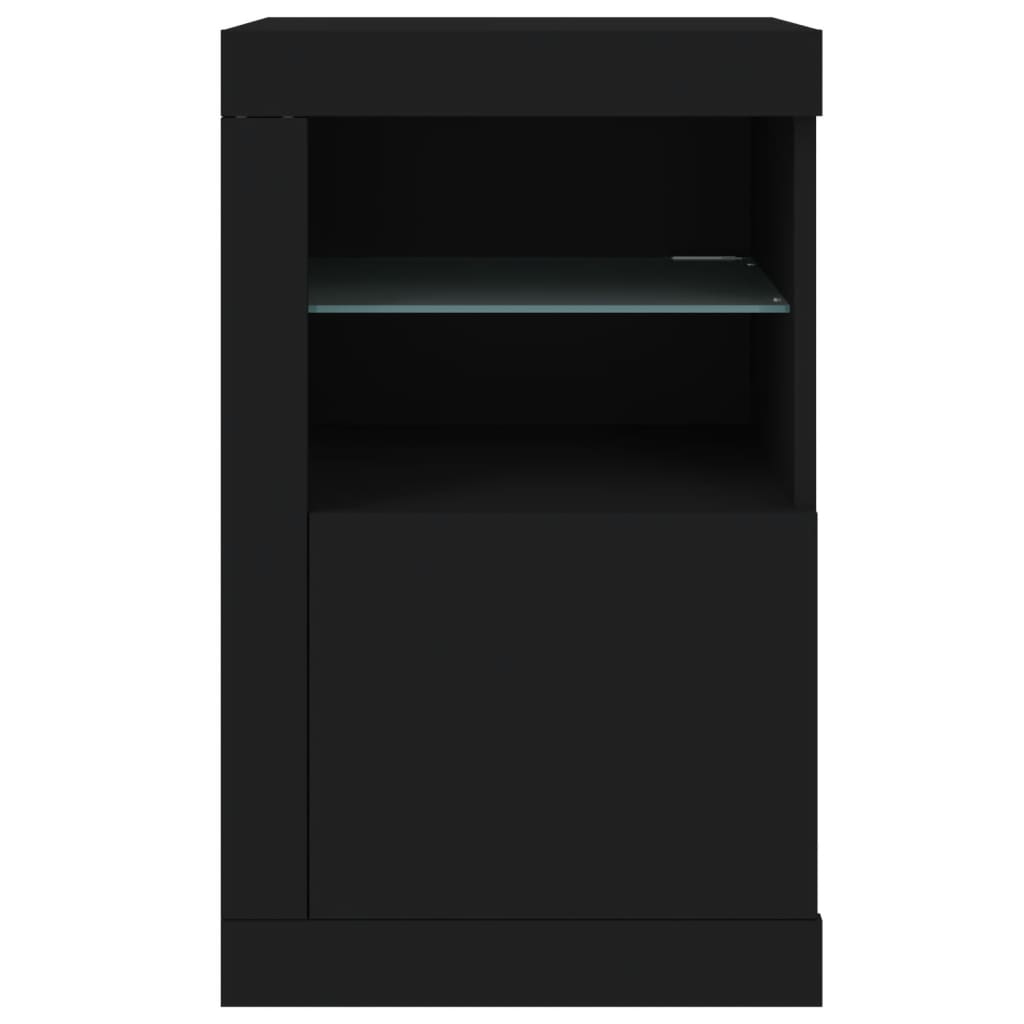 Bijzetkastjes met LED-verlichting 2 st bewerkt hout zwart is nu te koop bij PeponiXL, paradijselijk wonen!