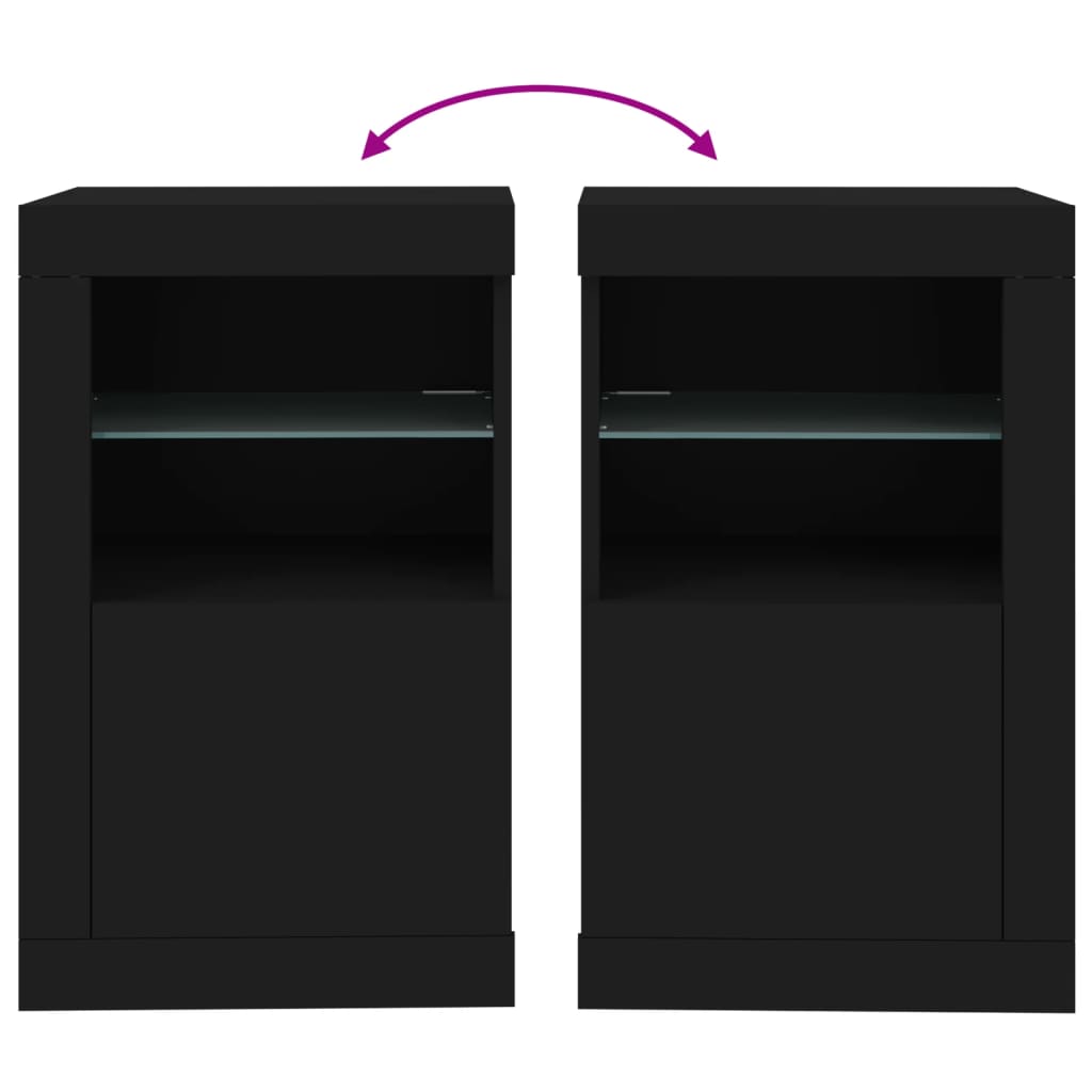 Bijzetkastjes met LED-verlichting 2 st bewerkt hout zwart is nu te koop bij PeponiXL, paradijselijk wonen!