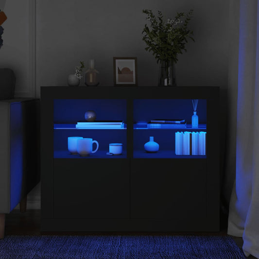 Bijzetkastjes met LED-verlichting 2 st bewerkt hout zwart is nu te koop bij PeponiXL, paradijselijk wonen!