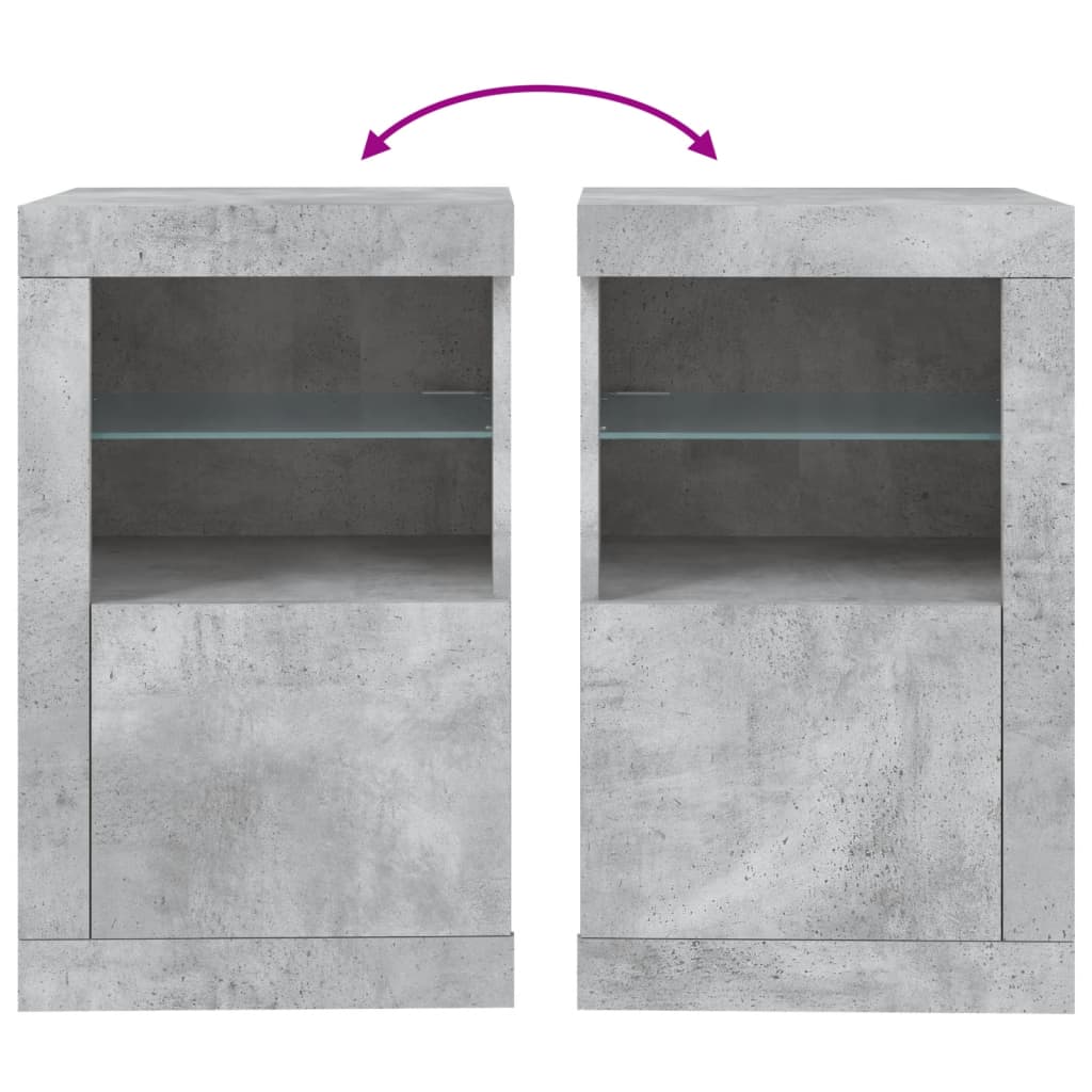 Bijzetkast met LED-verlichting bewerkt hout betongrijs is nu te koop bij PeponiXL, paradijselijk wonen!