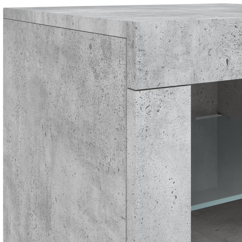 Bijzetkast met LED-verlichting bewerkt hout betongrijs is nu te koop bij PeponiXL, paradijselijk wonen!