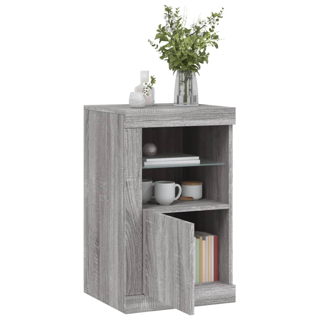 Bijzetkastjes met LED 2 st bewerkt hout grijs sonoma eikenkleur is nu te koop bij PeponiXL, paradijselijk wonen!