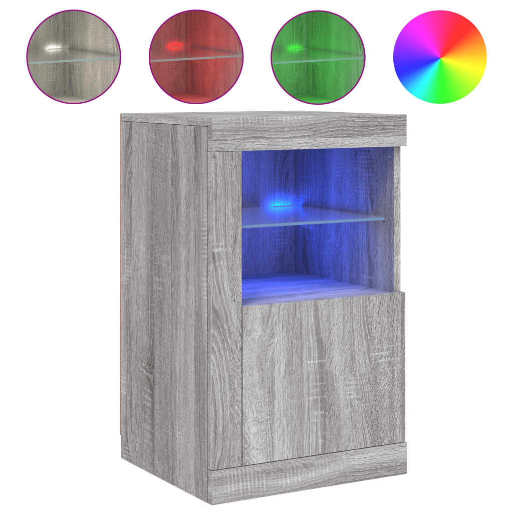 Bijzetkastjes met LED 2 st bewerkt hout grijs sonoma eikenkleur is nu te koop bij PeponiXL, paradijselijk wonen!
