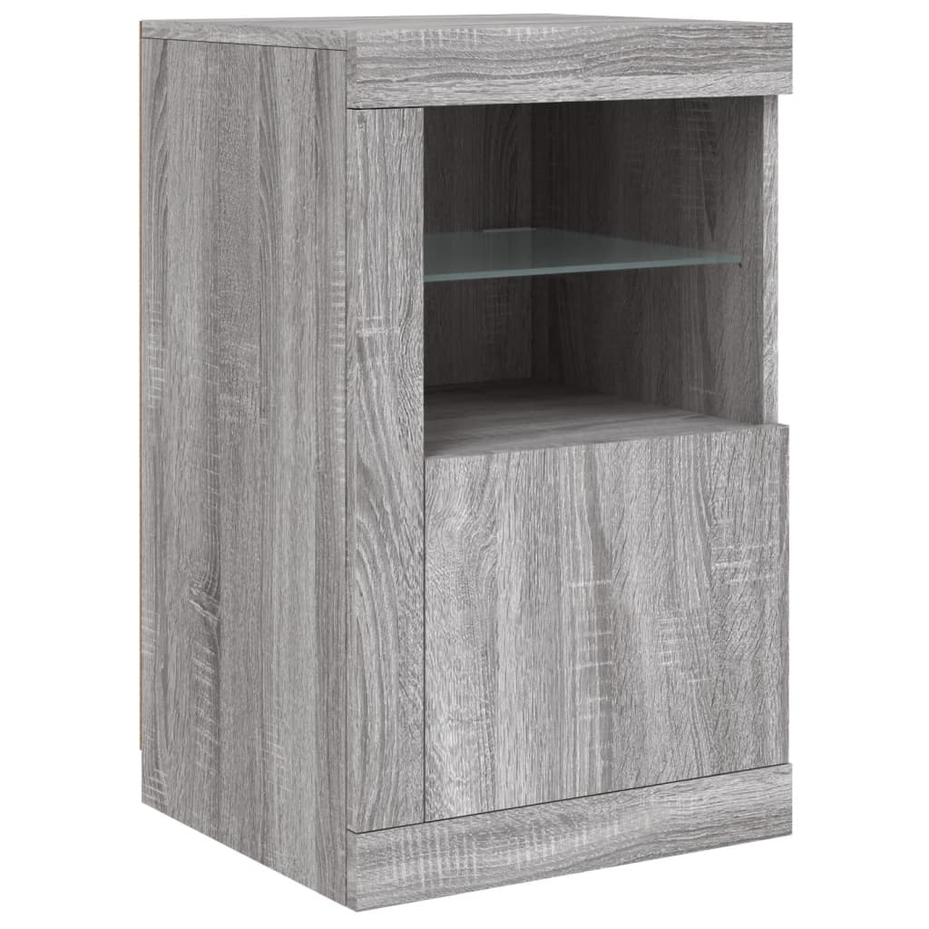 Bijzetkastjes met LED 2 st bewerkt hout grijs sonoma eikenkleur is nu te koop bij PeponiXL, paradijselijk wonen!