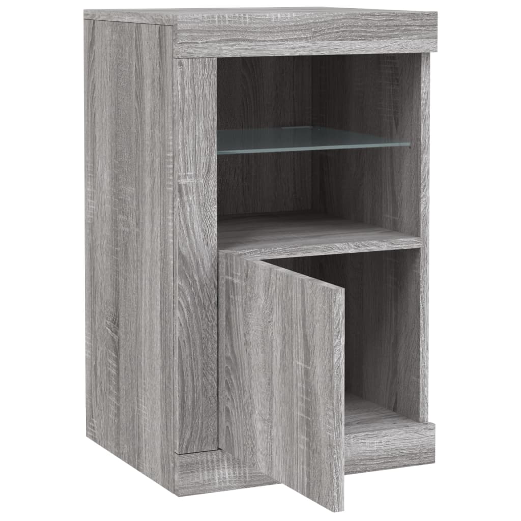 Bijzetkastjes met LED 2 st bewerkt hout grijs sonoma eikenkleur is nu te koop bij PeponiXL, paradijselijk wonen!