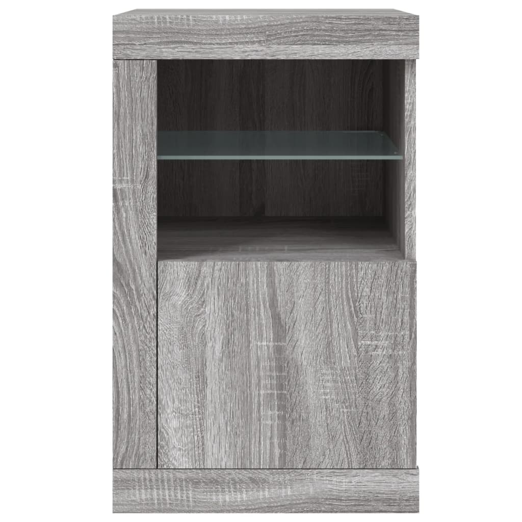 Bijzetkastjes met LED 2 st bewerkt hout grijs sonoma eikenkleur is nu te koop bij PeponiXL, paradijselijk wonen!