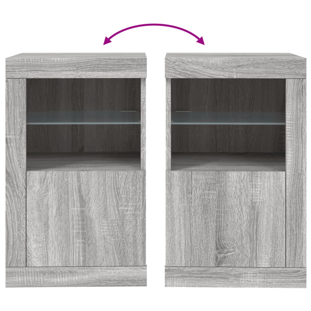 Bijzetkastjes met LED 2 st bewerkt hout grijs sonoma eikenkleur is nu te koop bij PeponiXL, paradijselijk wonen!