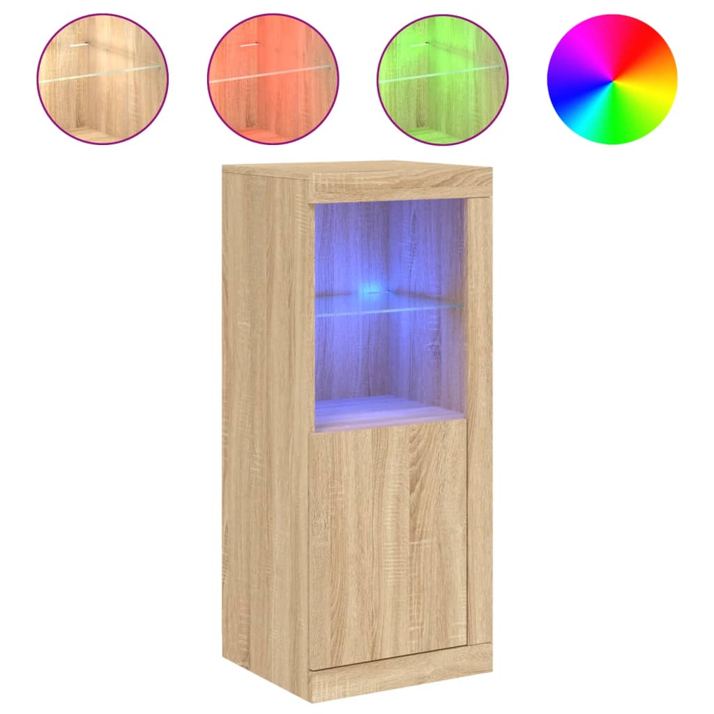 Dressoir met LED-verlichting 41x37x100 cm sonoma eikenkleurig is nu te koop bij PeponiXL, paradijselijk wonen!