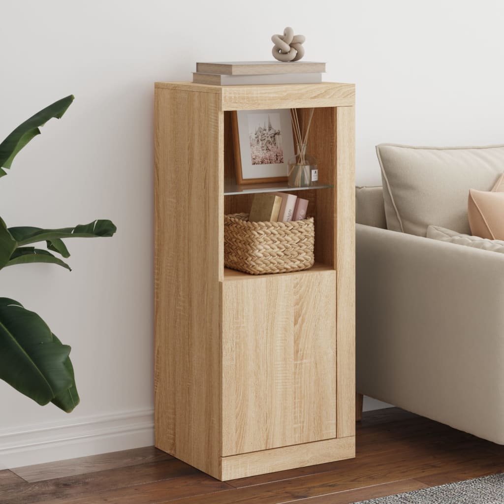 Dressoir met LED-verlichting 41x37x100 cm sonoma eikenkleurig is nu te koop bij PeponiXL, paradijselijk wonen!