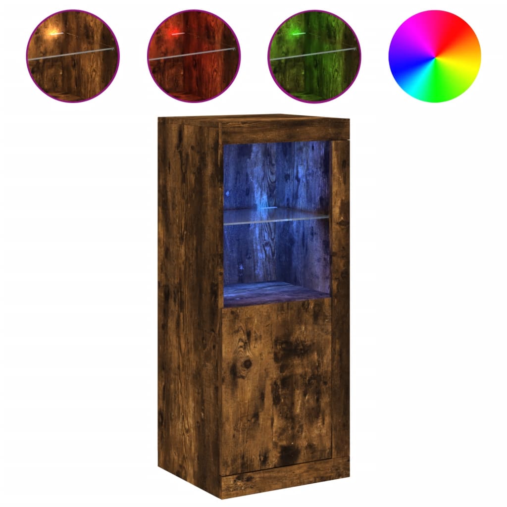 Dressoir met LED-verlichting 41x37x100 cm gerookt eikenkleurig is nu te koop bij PeponiXL, paradijselijk wonen!