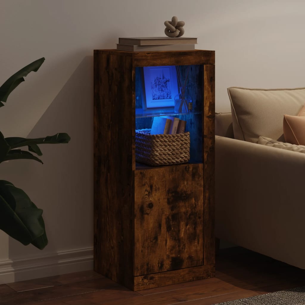 Dressoir met LED-verlichting 41x37x100 cm gerookt eikenkleurig is nu te koop bij PeponiXL, paradijselijk wonen!