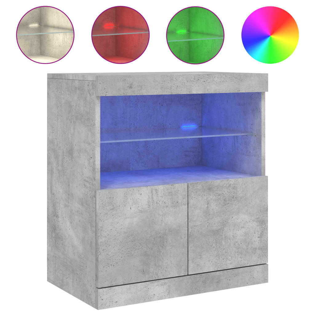 Dressoir met LED-verlichting 60x37x67 cm betongrijs is nu te koop bij PeponiXL, paradijselijk wonen!