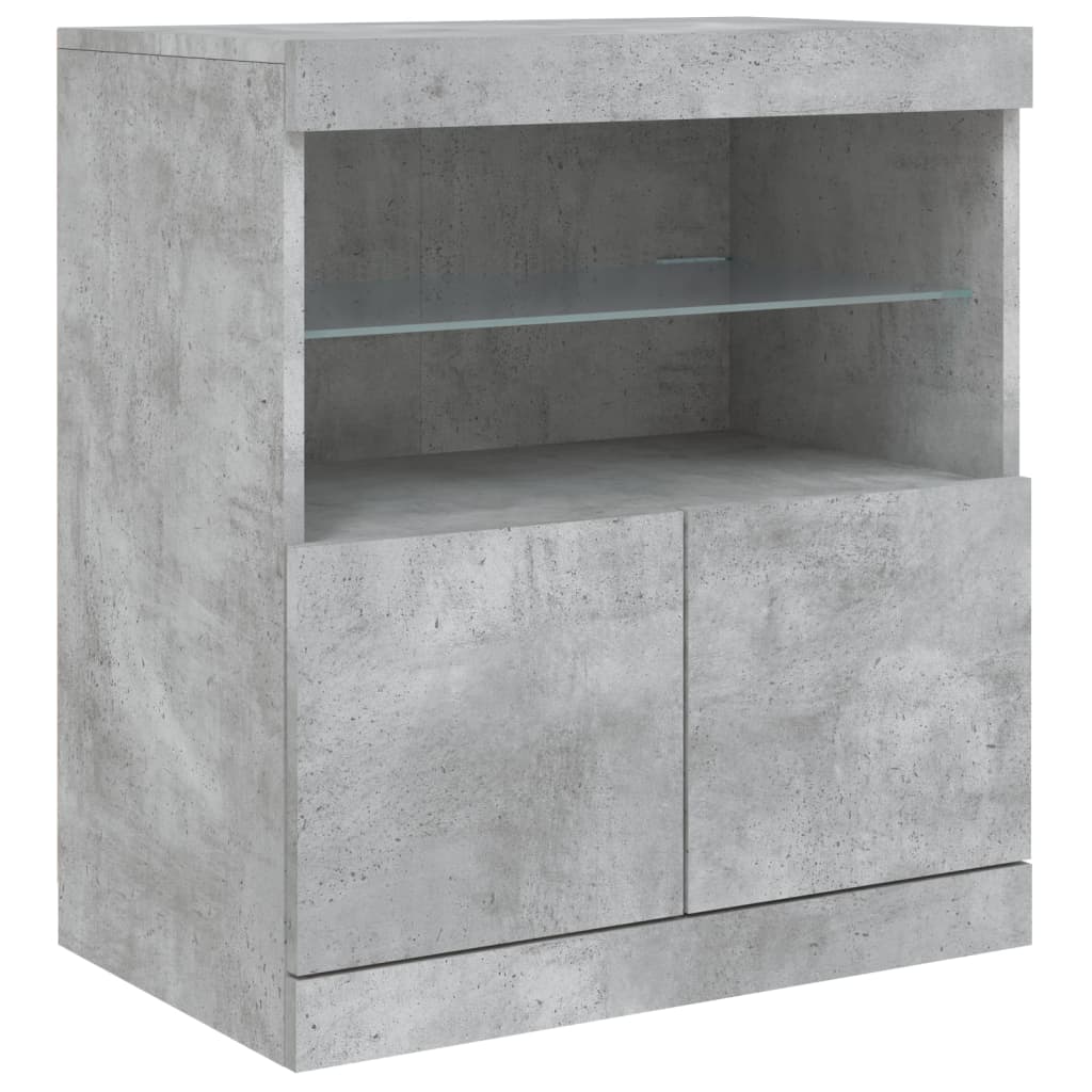 Dressoir met LED-verlichting 60x37x67 cm betongrijs is nu te koop bij PeponiXL, paradijselijk wonen!