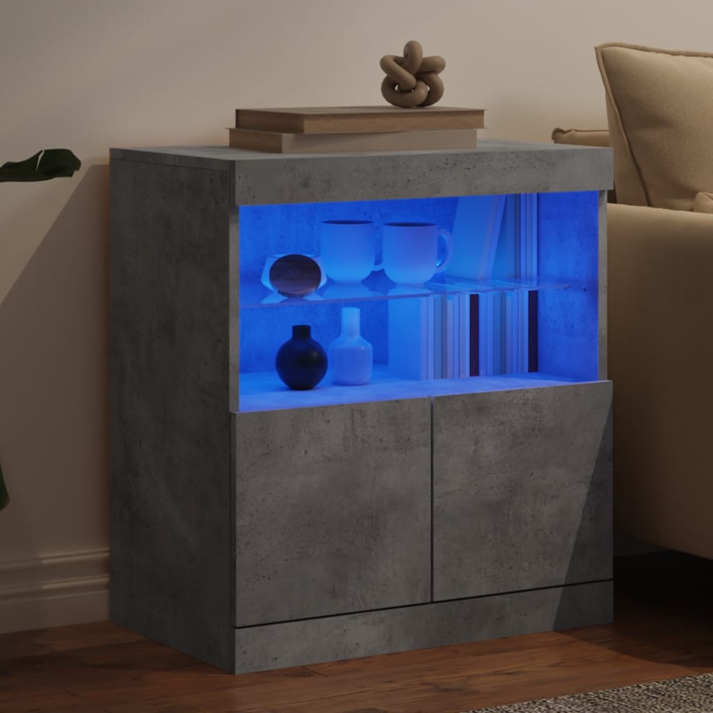 Dressoir met LED-verlichting 60x37x67 cm betongrijs is nu te koop bij PeponiXL, paradijselijk wonen!