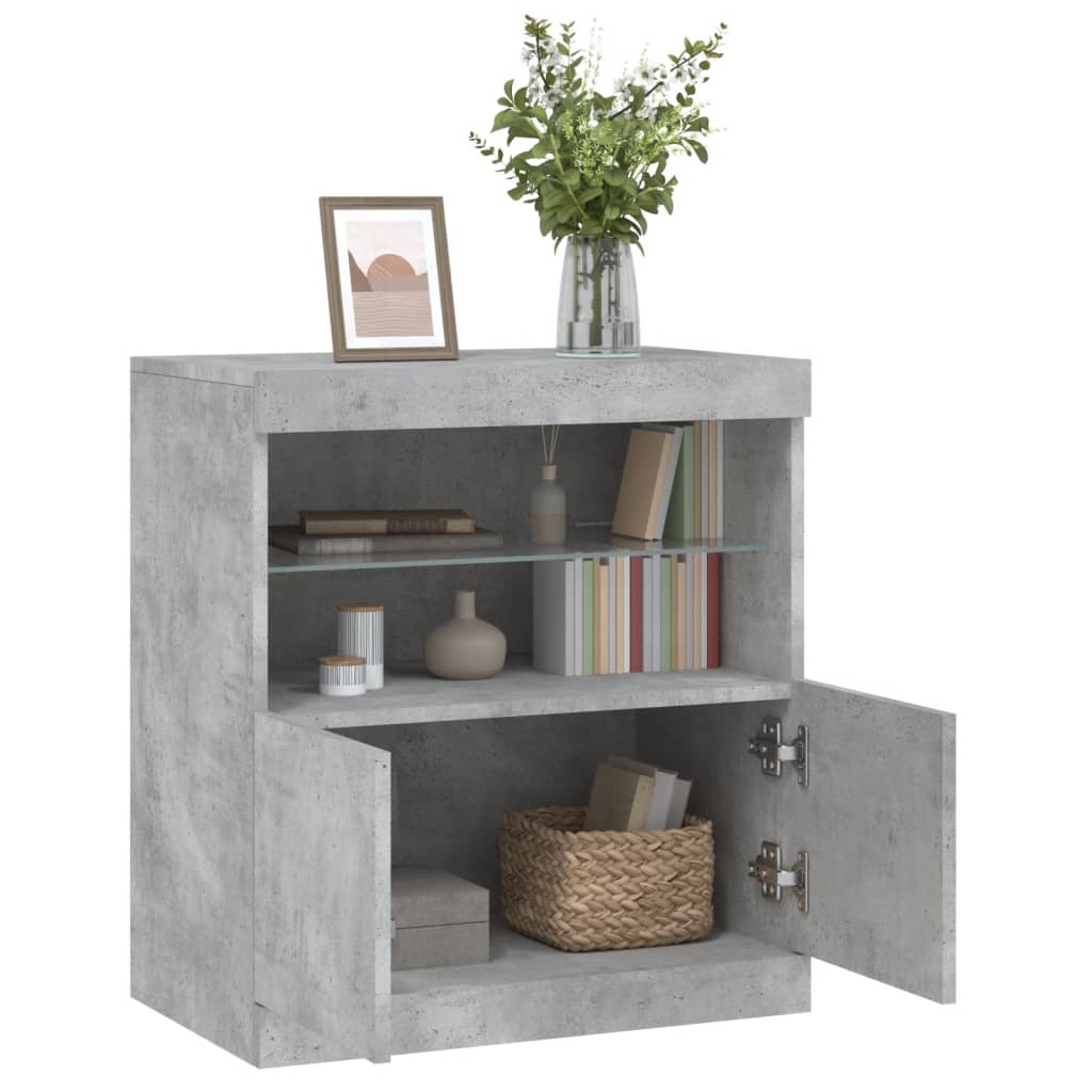 Dressoir met LED-verlichting 60x37x67 cm betongrijs is nu te koop bij PeponiXL, paradijselijk wonen!