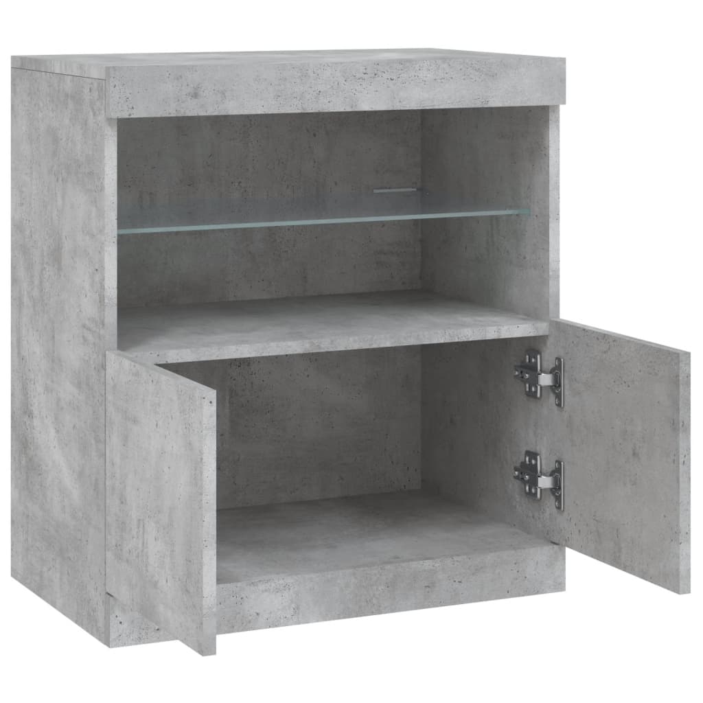 Dressoir met LED-verlichting 60x37x67 cm betongrijs is nu te koop bij PeponiXL, paradijselijk wonen!