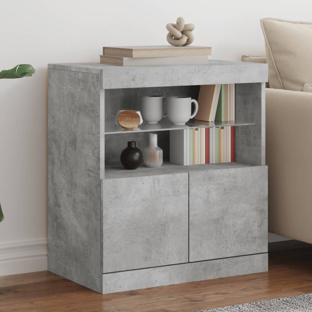 Dressoir met LED-verlichting 60x37x67 cm betongrijs is nu te koop bij PeponiXL, paradijselijk wonen!