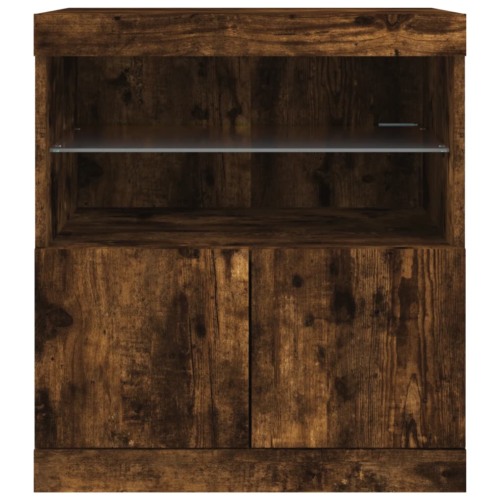 Dressoir met LED-verlichting 60x37x67 cm gerookt eikenkleurig is nu te koop bij PeponiXL, paradijselijk wonen!
