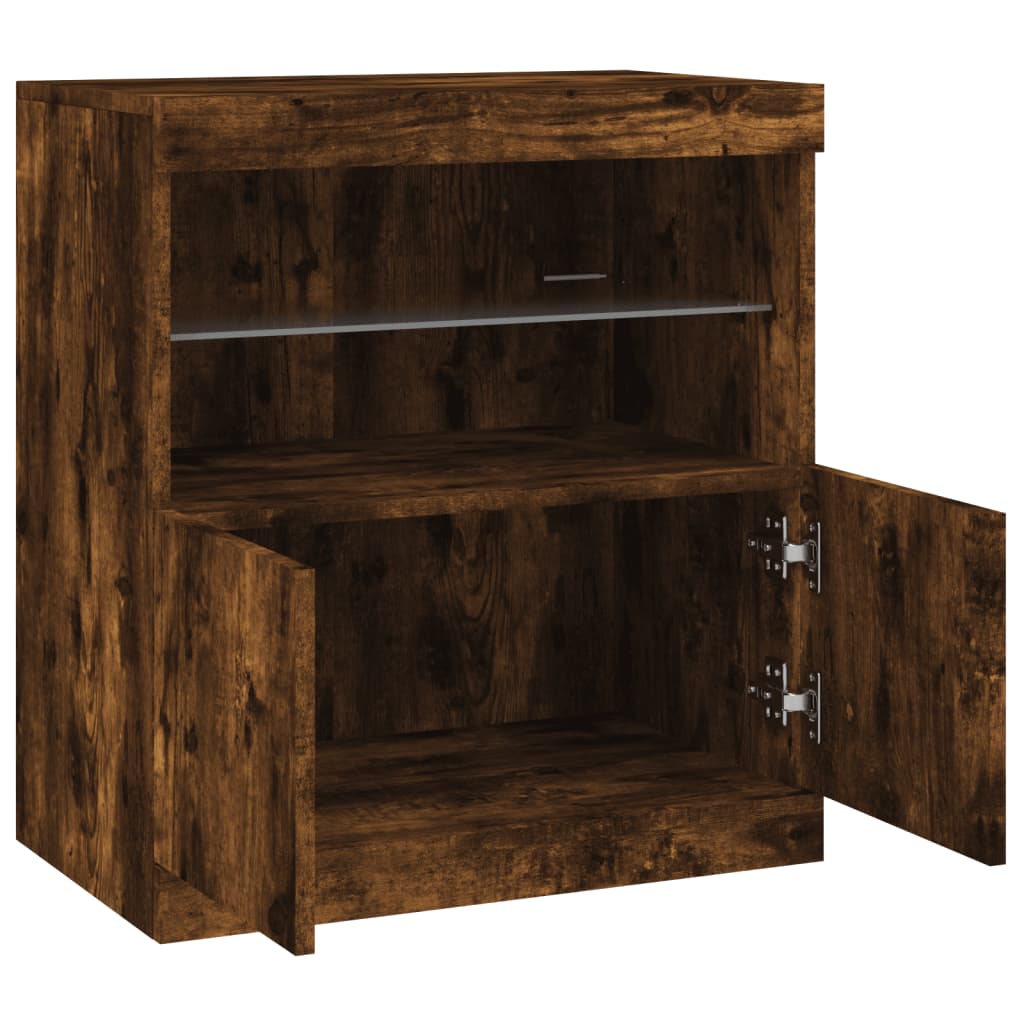 Dressoir met LED-verlichting 60x37x67 cm gerookt eikenkleurig is nu te koop bij PeponiXL, paradijselijk wonen!
