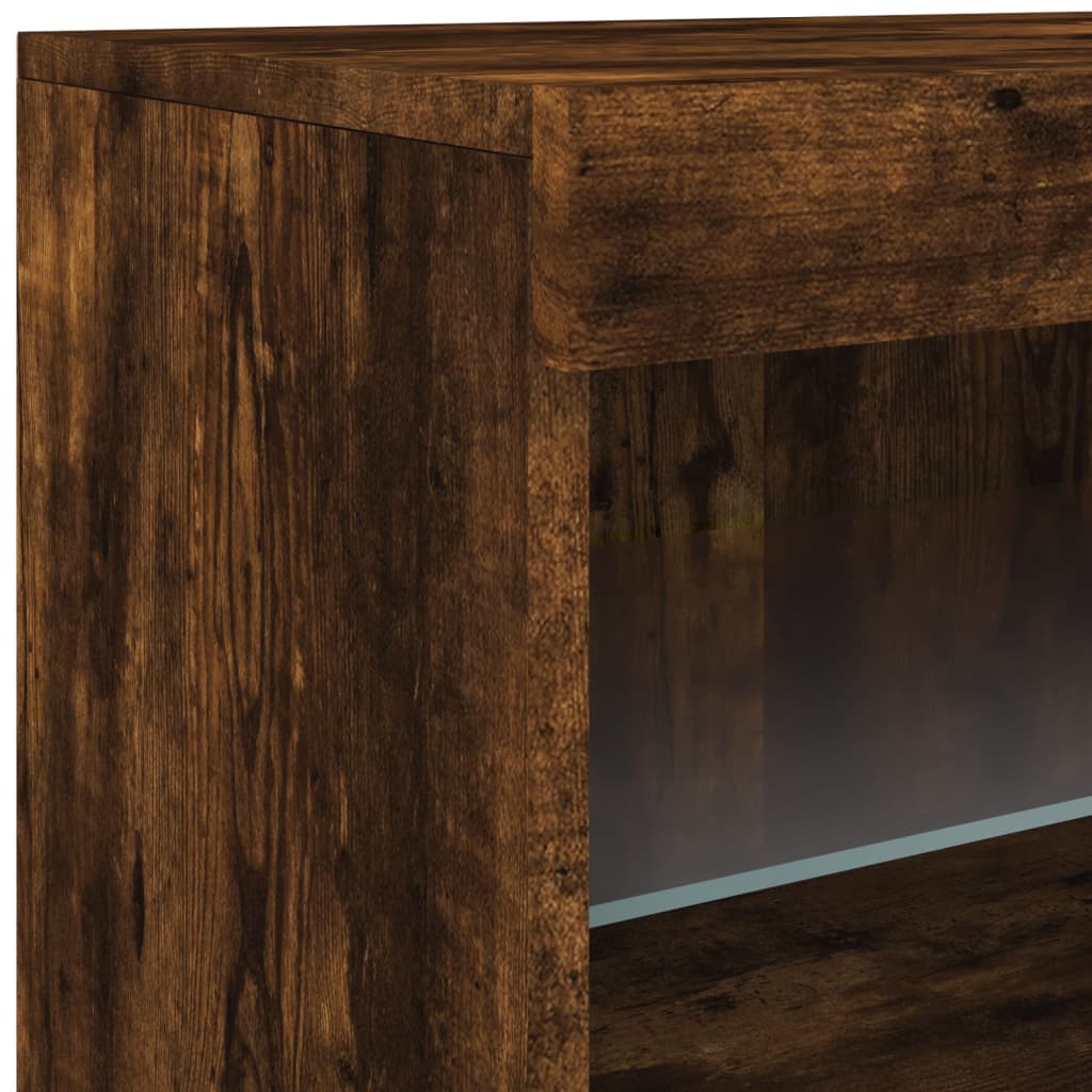 Dressoir met LED-verlichting 60x37x67 cm gerookt eikenkleurig is nu te koop bij PeponiXL, paradijselijk wonen!