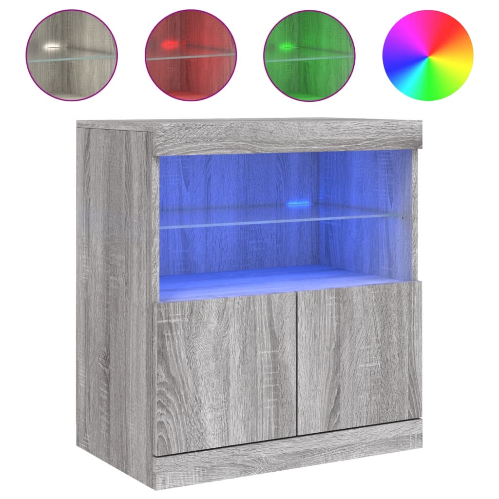 Dressoir met LED-verlichting 60x37x67 cm grijs sonoma eiken is nu te koop bij PeponiXL, paradijselijk wonen!