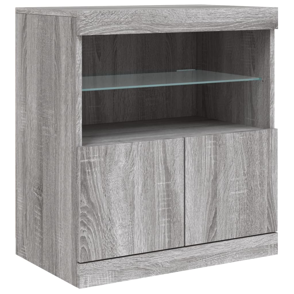 Dressoir met LED-verlichting 60x37x67 cm grijs sonoma eiken is nu te koop bij PeponiXL, paradijselijk wonen!