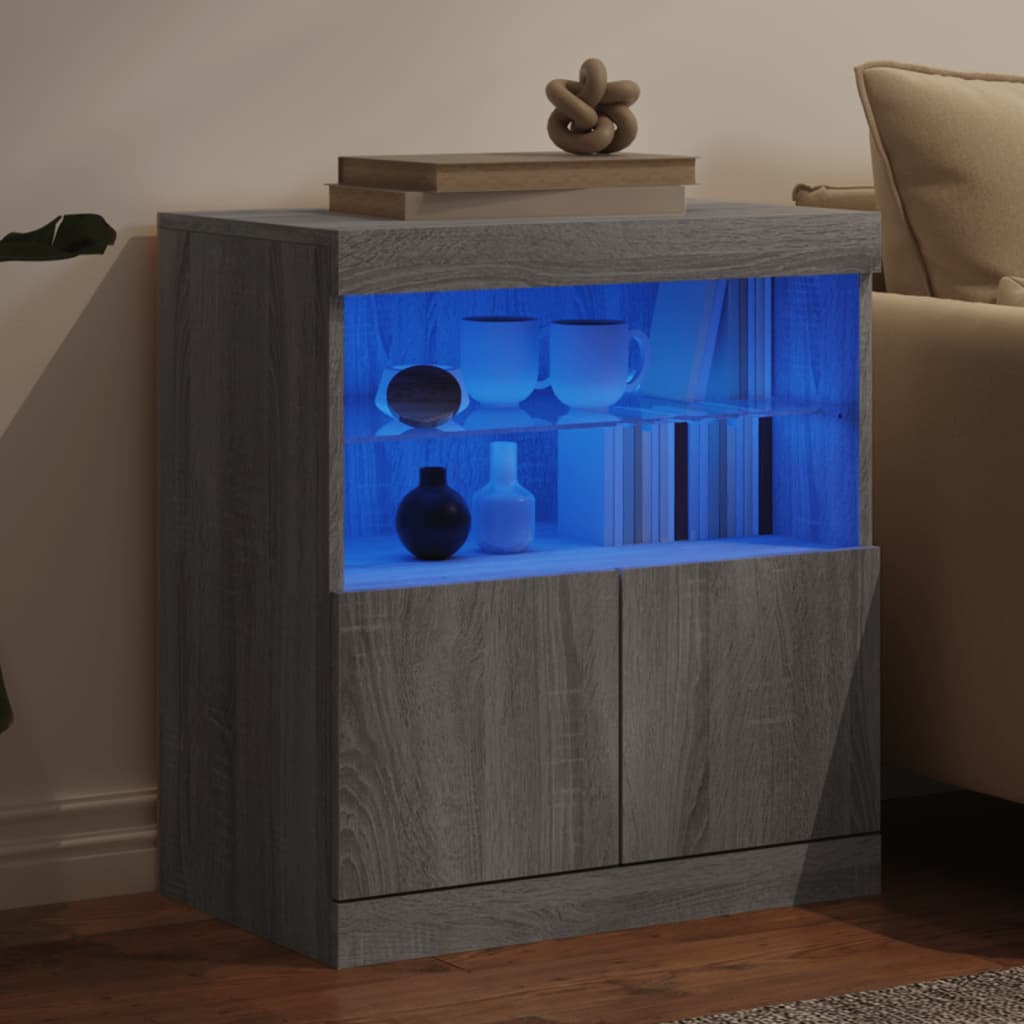 Dressoir met LED-verlichting 60x37x67 cm grijs sonoma eiken is nu te koop bij PeponiXL, paradijselijk wonen!