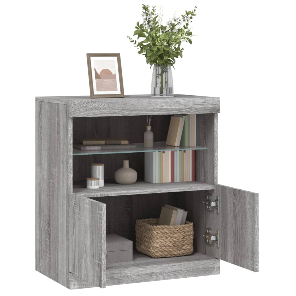 Dressoir met LED-verlichting 60x37x67 cm grijs sonoma eiken is nu te koop bij PeponiXL, paradijselijk wonen!