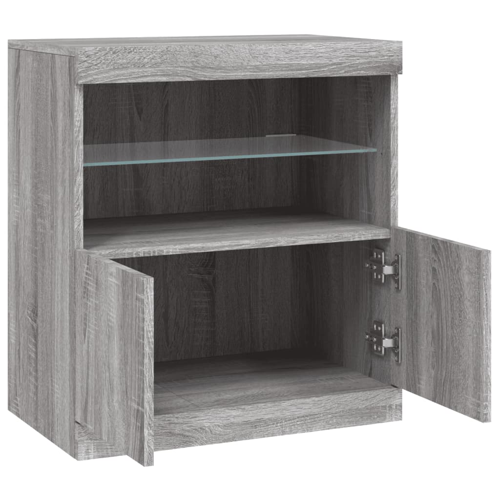 Dressoir met LED-verlichting 60x37x67 cm grijs sonoma eiken is nu te koop bij PeponiXL, paradijselijk wonen!