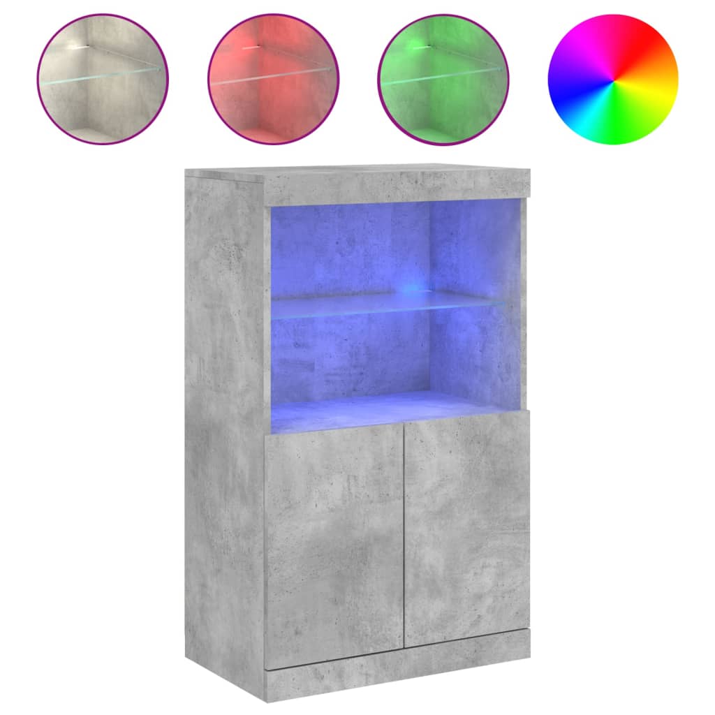 Dressoir met LED-verlichting 60,5x37x100 cm betongrijs is nu te koop bij PeponiXL, paradijselijk wonen!