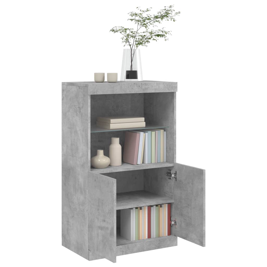 Dressoir met LED-verlichting 60,5x37x100 cm betongrijs is nu te koop bij PeponiXL, paradijselijk wonen!