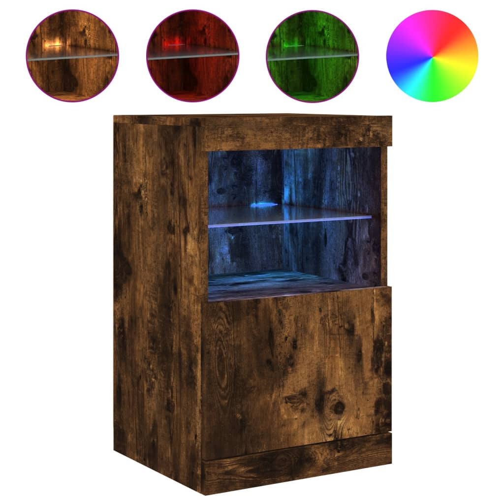 Dressoir met LED-verlichting 41x37x67 cm gerookt eikenkleurig is nu te koop bij PeponiXL, paradijselijk wonen!