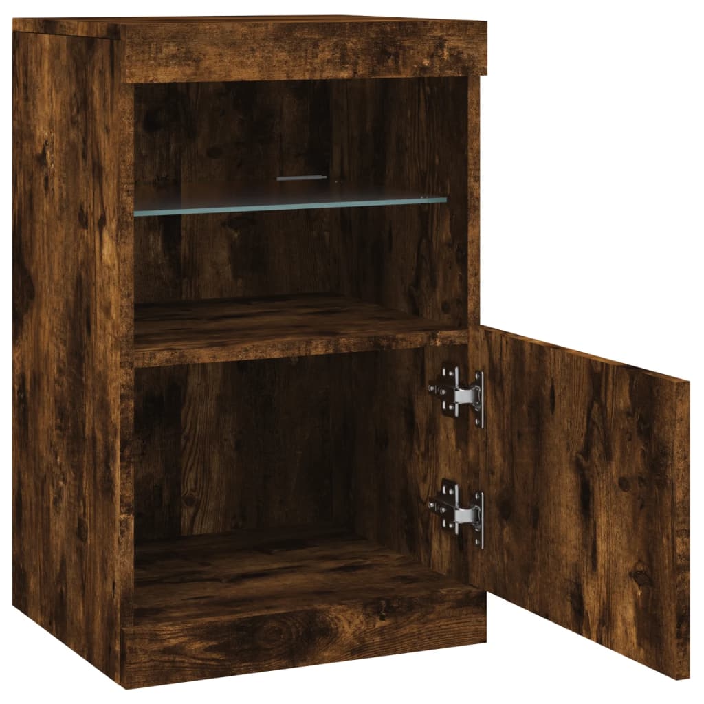 Dressoir met LED-verlichting 41x37x67 cm gerookt eikenkleurig is nu te koop bij PeponiXL, paradijselijk wonen!