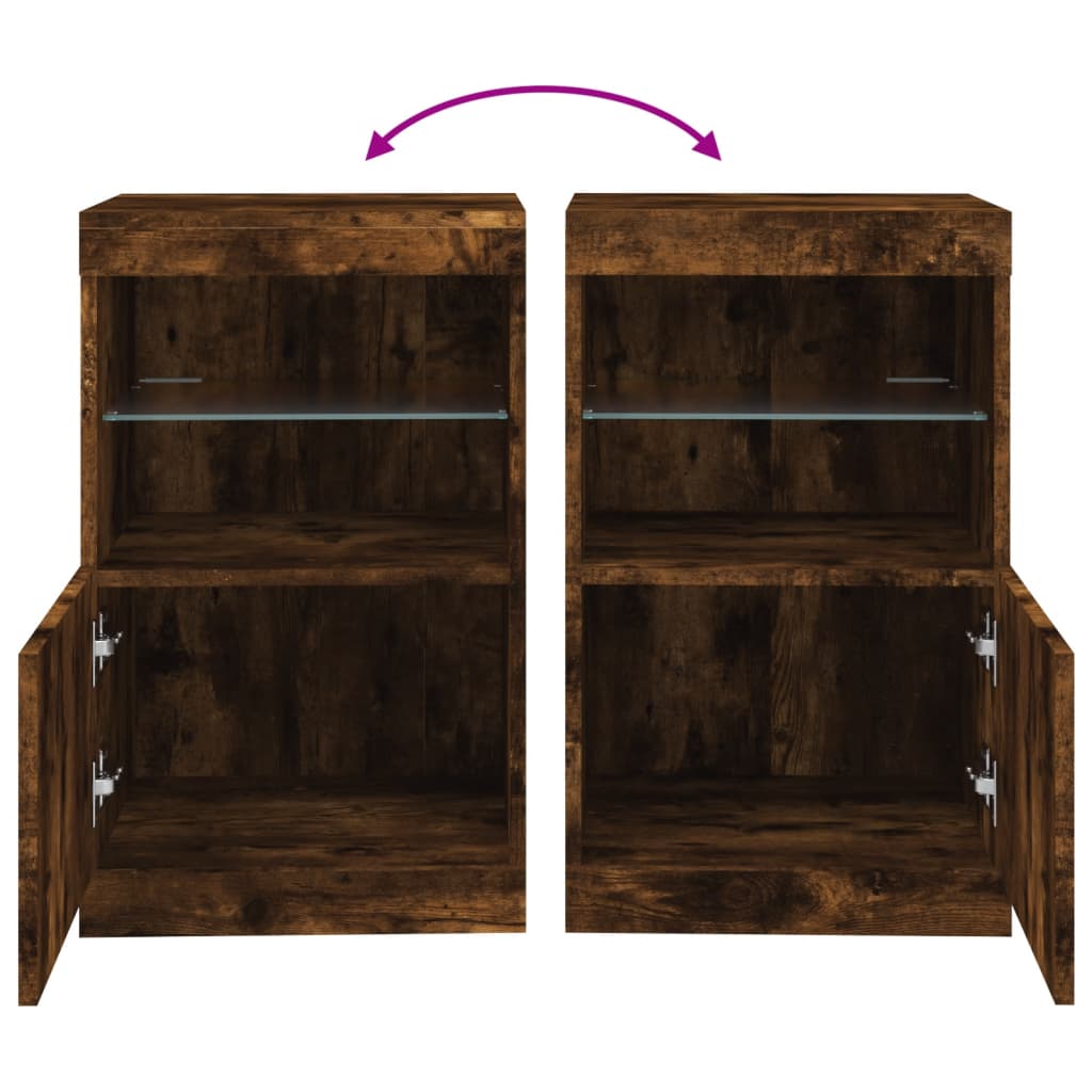 Dressoir met LED-verlichting 41x37x67 cm gerookt eikenkleurig is nu te koop bij PeponiXL, paradijselijk wonen!