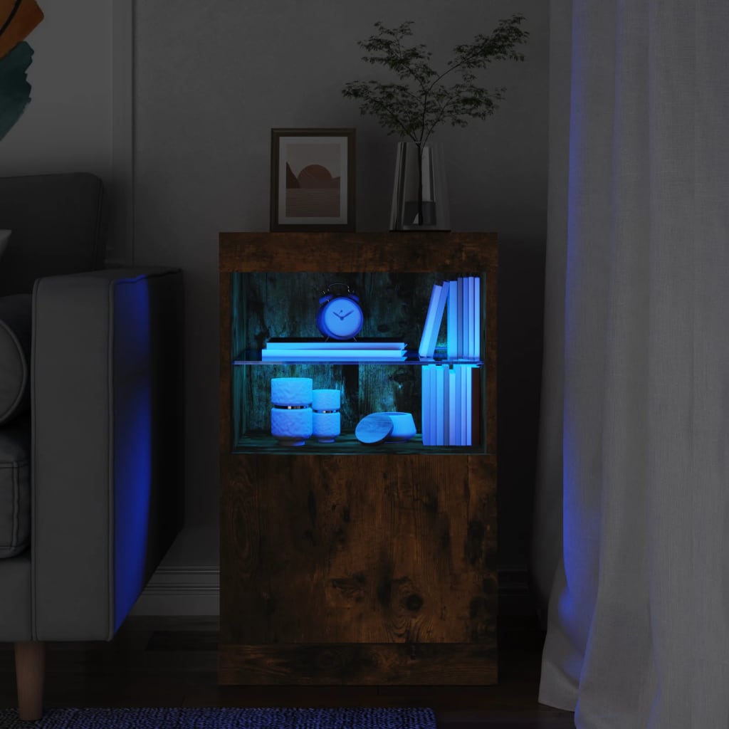 Dressoir met LED-verlichting 41x37x67 cm gerookt eikenkleurig is nu te koop bij PeponiXL, paradijselijk wonen!
