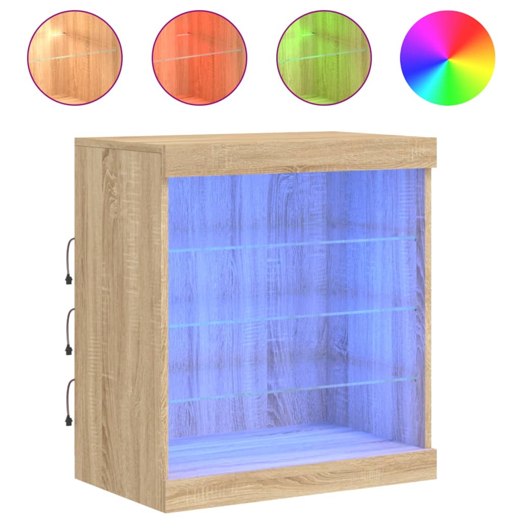 Dressoir met LED-verlichting 60,5x37x67 cm sonoma eikenkleurig is nu te koop bij PeponiXL, paradijselijk wonen!