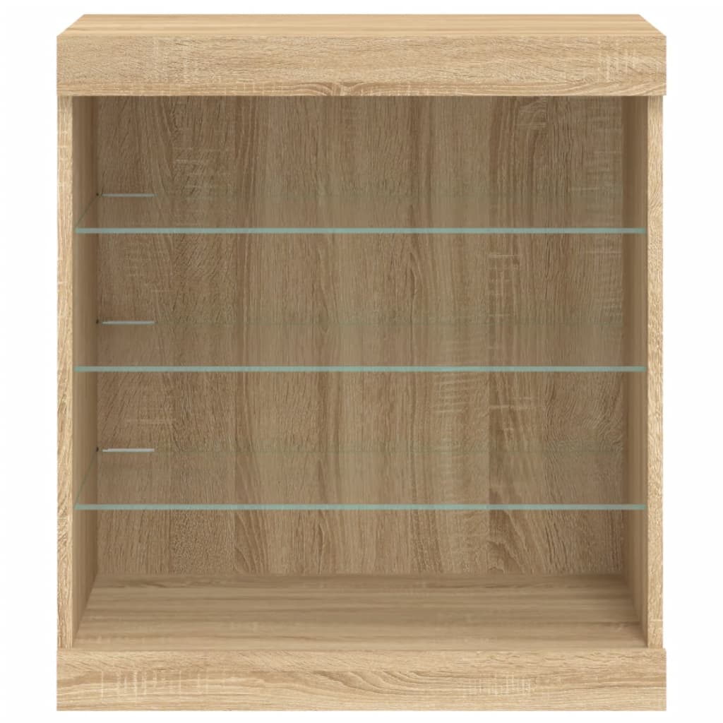 Dressoir met LED-verlichting 60,5x37x67 cm sonoma eikenkleurig is nu te koop bij PeponiXL, paradijselijk wonen!