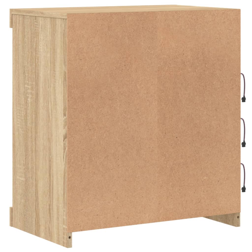 Dressoir met LED-verlichting 60,5x37x67 cm sonoma eikenkleurig is nu te koop bij PeponiXL, paradijselijk wonen!