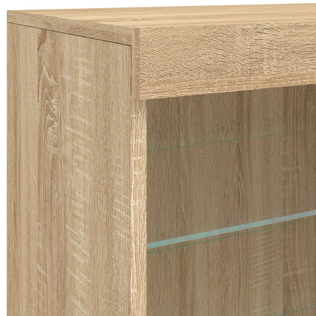 Dressoir met LED-verlichting 60,5x37x67 cm sonoma eikenkleurig is nu te koop bij PeponiXL, paradijselijk wonen!