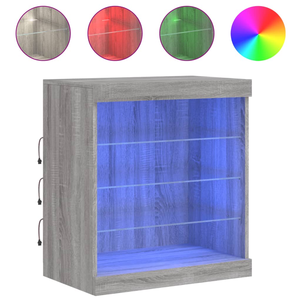 Dressoir met LED-verlichting 60,5x37x67 cm grijs sonoma eiken is nu te koop bij PeponiXL, paradijselijk wonen!