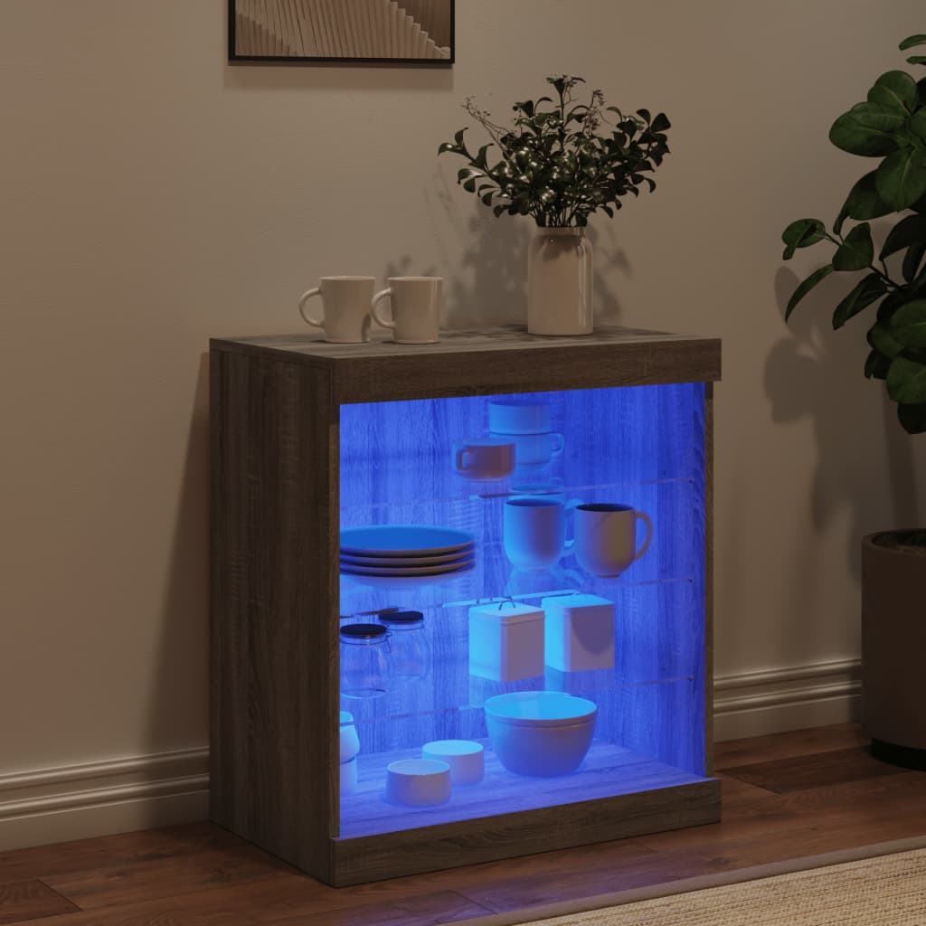 Dressoir met LED-verlichting 60,5x37x67 cm grijs sonoma eiken is nu te koop bij PeponiXL, paradijselijk wonen!