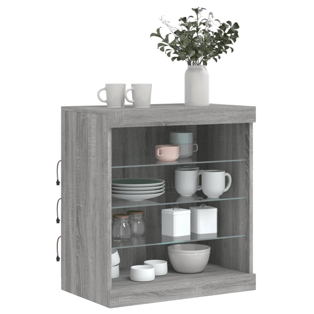Dressoir met LED-verlichting 60,5x37x67 cm grijs sonoma eiken is nu te koop bij PeponiXL, paradijselijk wonen!