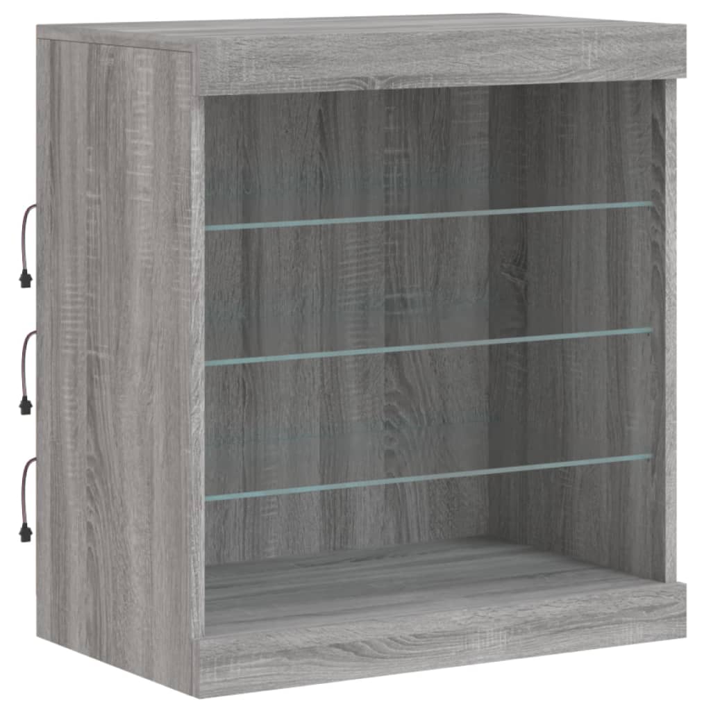 Dressoir met LED-verlichting 60,5x37x67 cm grijs sonoma eiken is nu te koop bij PeponiXL, paradijselijk wonen!