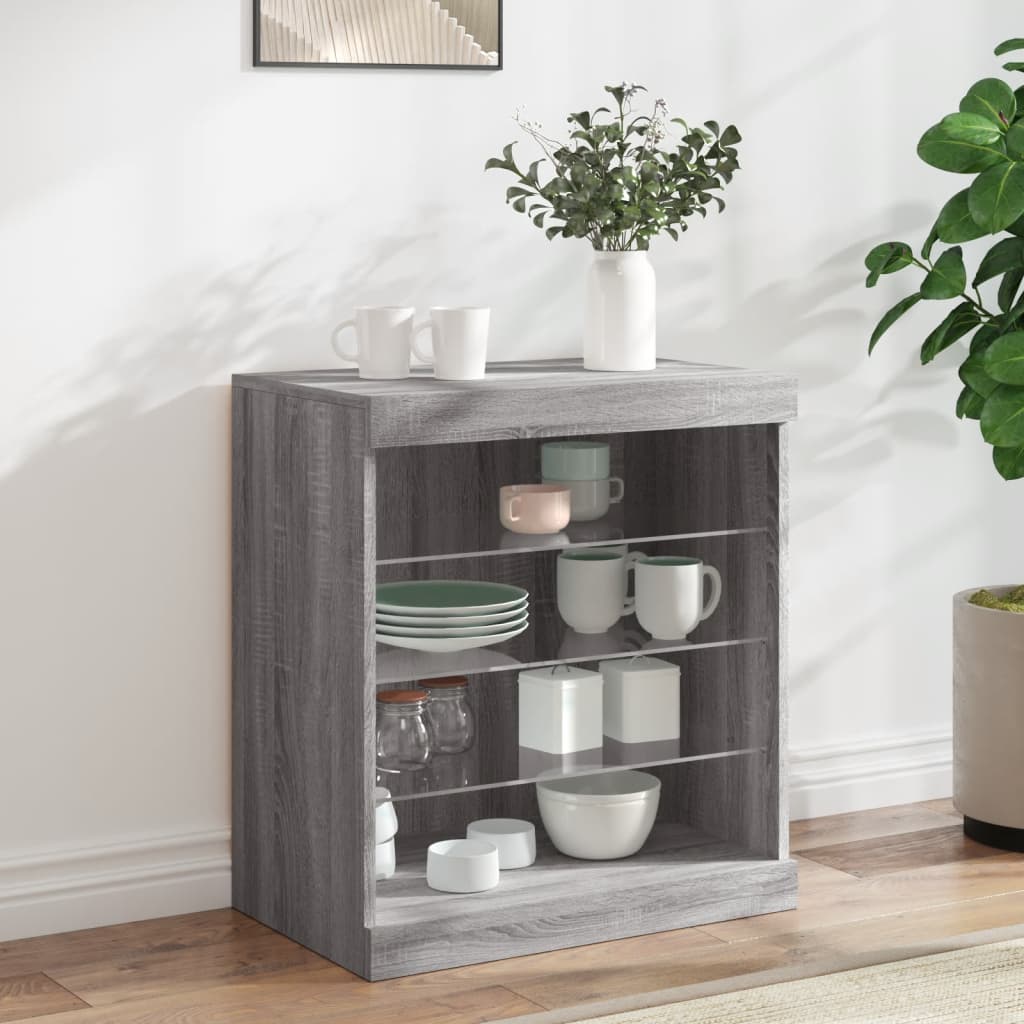 Dressoir met LED-verlichting 60,5x37x67 cm grijs sonoma eiken is nu te koop bij PeponiXL, paradijselijk wonen!