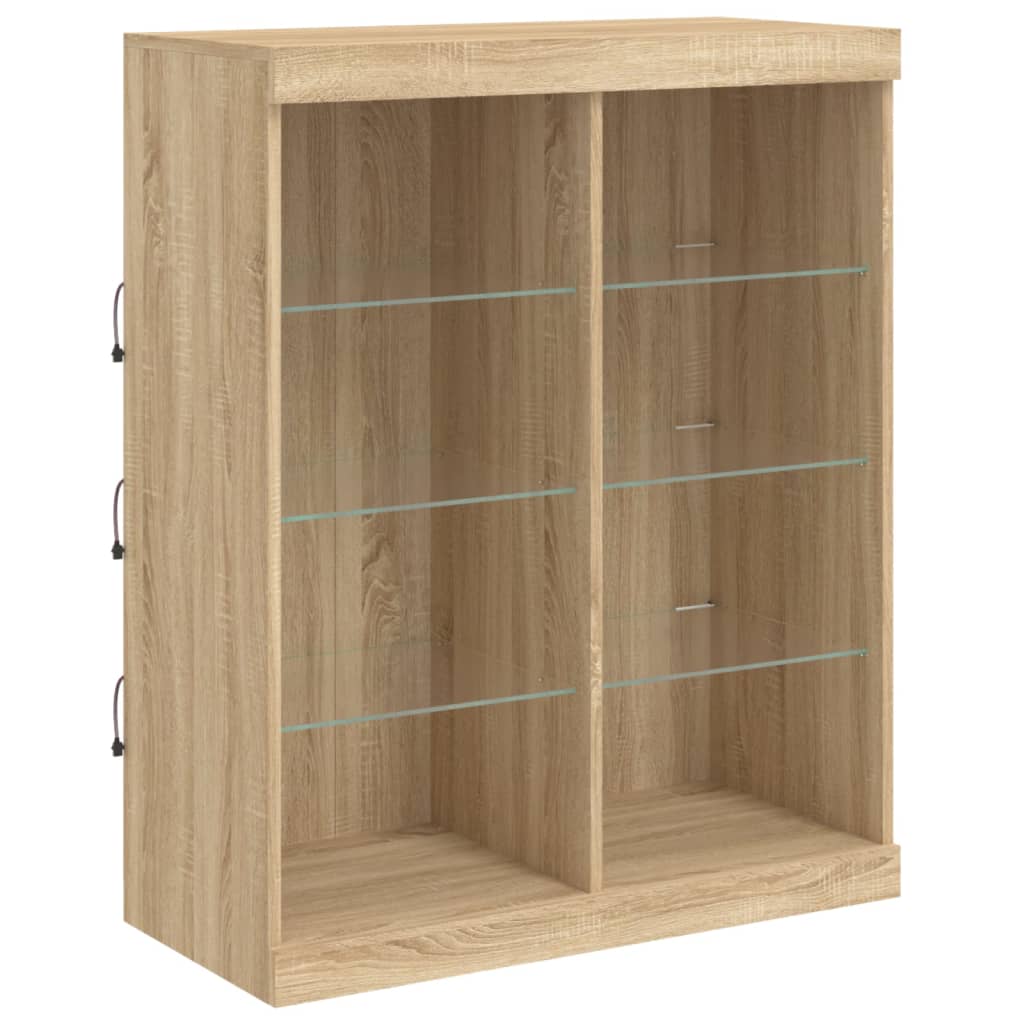 Dressoir met LED-verlichting 81x37x100 cm sonoma eikenkleurig is nu te koop bij PeponiXL, paradijselijk wonen!