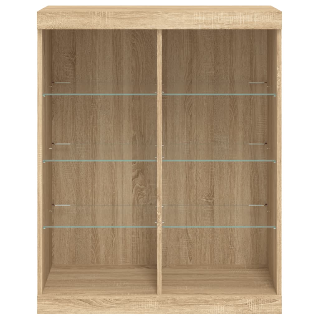Dressoir met LED-verlichting 81x37x100 cm sonoma eikenkleurig is nu te koop bij PeponiXL, paradijselijk wonen!