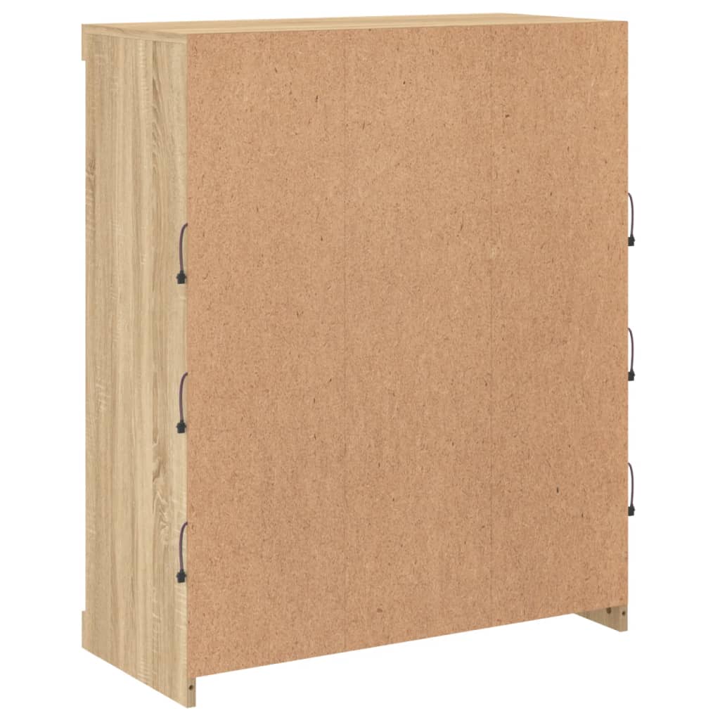 Dressoir met LED-verlichting 81x37x100 cm sonoma eikenkleurig is nu te koop bij PeponiXL, paradijselijk wonen!