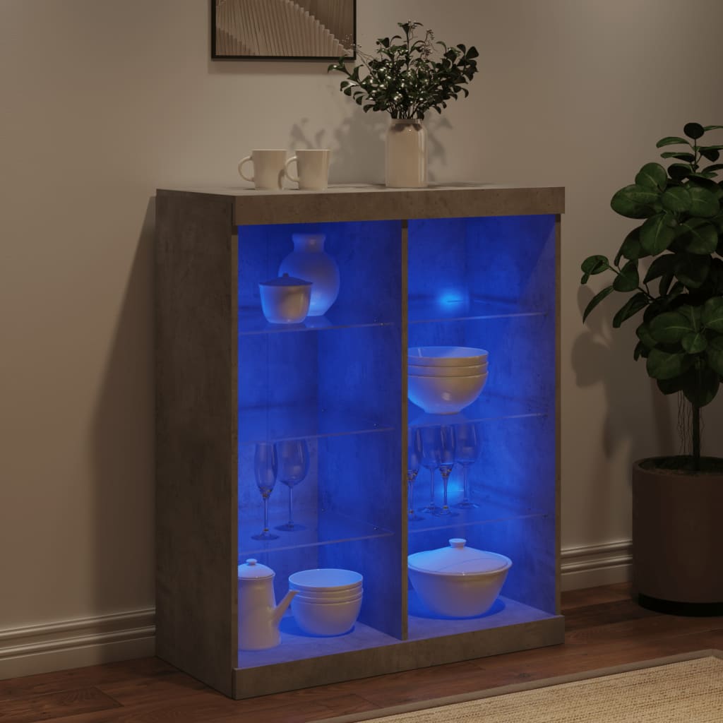 Dressoir met LED-verlichting 81x37x100 cm betongrijs is nu te koop bij PeponiXL, paradijselijk wonen!
