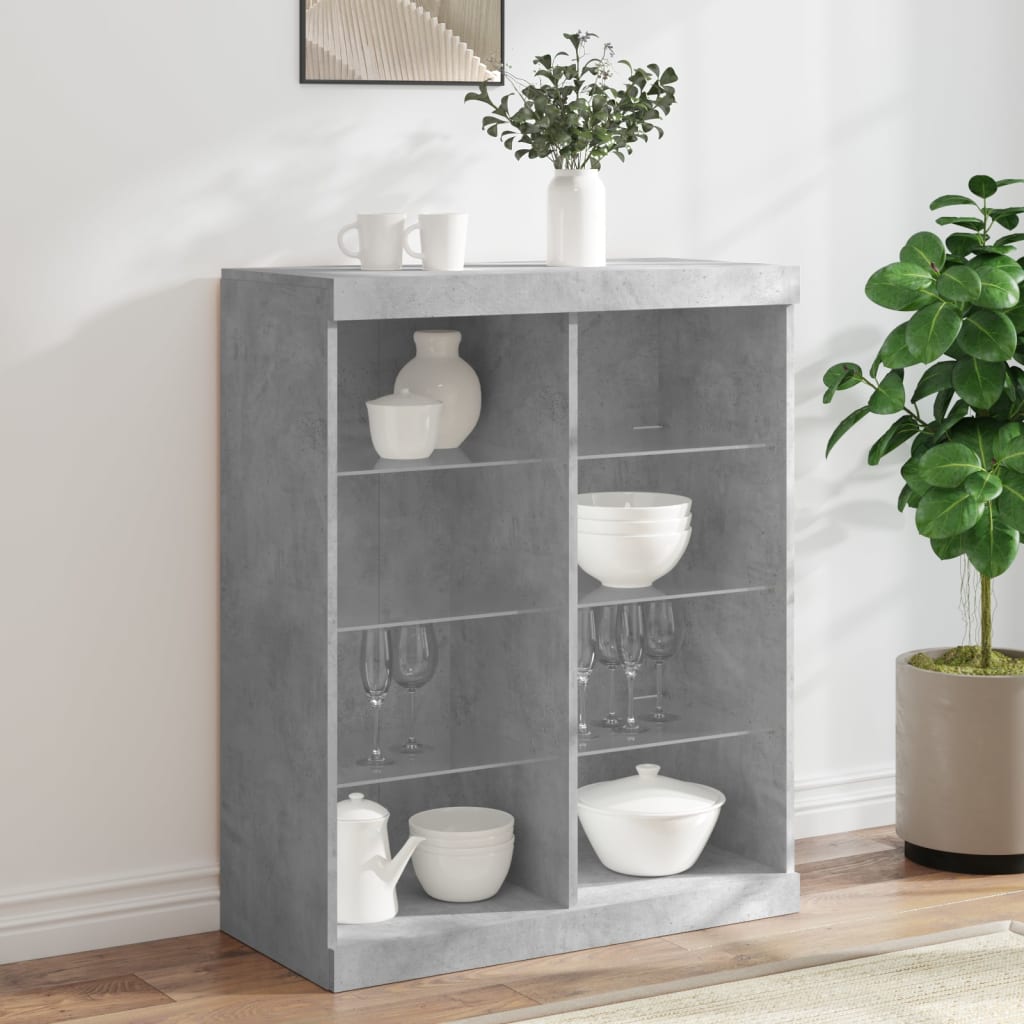 Dressoir met LED-verlichting 81x37x100 cm betongrijs is nu te koop bij PeponiXL, paradijselijk wonen!