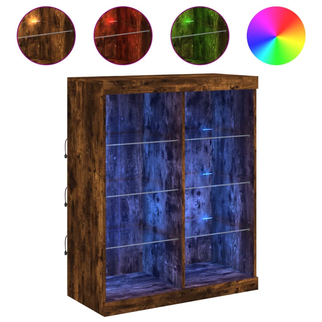 Dressoir met LED-verlichting 81x37x100 cm gerookt eikenkleurig is nu te koop bij PeponiXL, paradijselijk wonen!